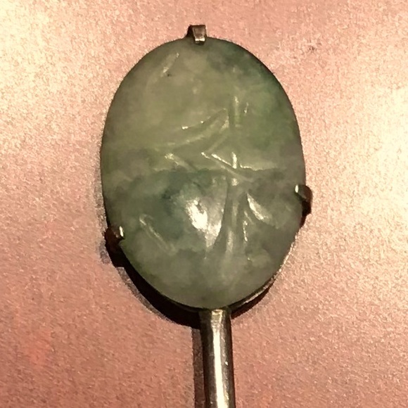 Vintage Sterling Silver Jade Hong Kong Spoon - Picture 3 of 5